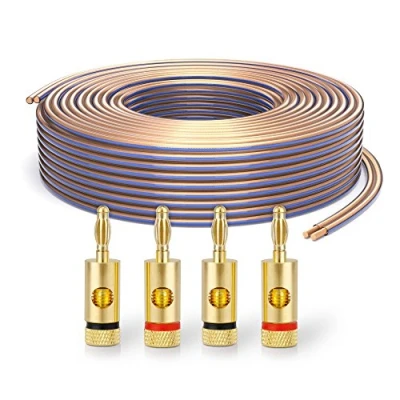 Immagine di PureLink SP010 020 Cavo per diffusori 2x2,5 mm² (filo 99,9% OFC rame pieno 0,10 mm) HiFi, 20 m, trasparente, set con 4 spine a banana