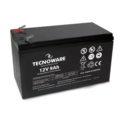 Immagine di Tecnoware Batteria Ermetica al Piombo 12 V Capacità 9 Ah, per UPS, Sistemi di Videosorveglianza e Allarme, Attacco Faston 6.3 mm, Dimensioni 15.1 x 9.4 6.5 cm