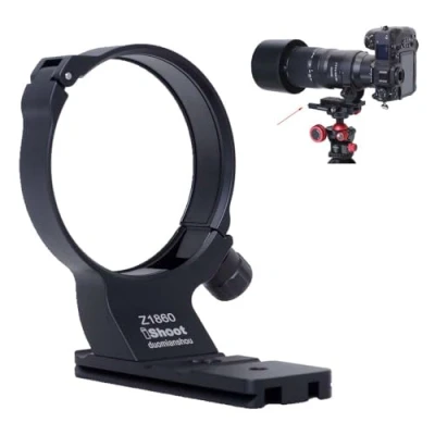 Immagine di iShoot Collare ad anello per treppiede compatibile con Nikon Nikkor Z 180 600 mm F5.6 6.3 VR, supporto staffa di obiettivo inferiore Arca Swiss Fit Piastra a sgancio rapido