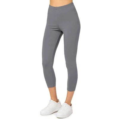 Immagine di Merry Style Leggings Donna 3/4 Pantaloni Capri Morbidi e Confortevoli Leggins in Cotone Traspirante Elastici Delicati sulla Pelle Sensibile MS10 199 (Grigio, 4XL)