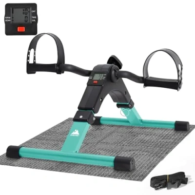 Immagine di EVOLAND Mini Cyclette da Casa, Esercitatori Pedaliera Fitness per Braccia e Gambe Regolabile Digitale Mani Piedi Pedale con LCD Display