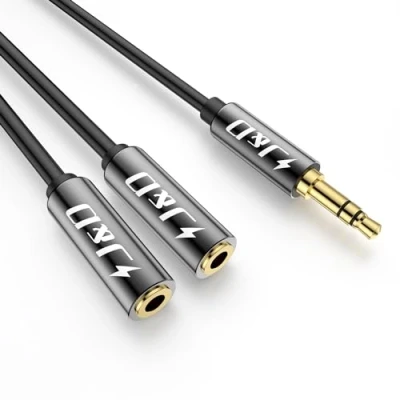 Immagine di J&amp;D 3,5 mm to 2x Cavo, Oro Placcato [Copper Shell] [Heavy Duty] 3,5mm 1/8&quot; TRS Maschio 2 x Femmina Adattatore Sdoppiatore Audio Stereo RCA Cavo 0.2 Meter