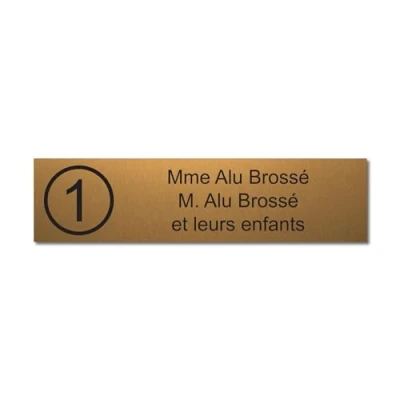 Immagine di Targhetta incisa per nome e numero cassetta delle lettere autoadesiva, 10 x 2,5 cm, personalizzata da 1 a 3 righe, oro spazzolato