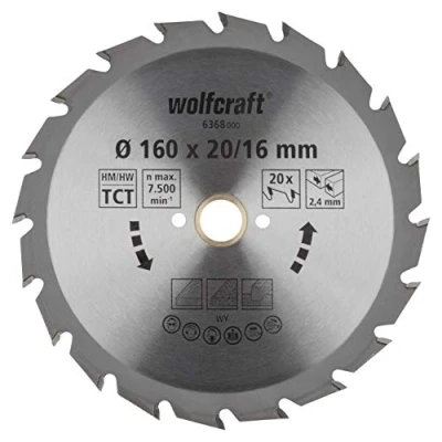 Immagine di Wolfcraft 6368000 Lama circolare in metallo duro 160 x 20 mm Numero di denti: 1 pz.