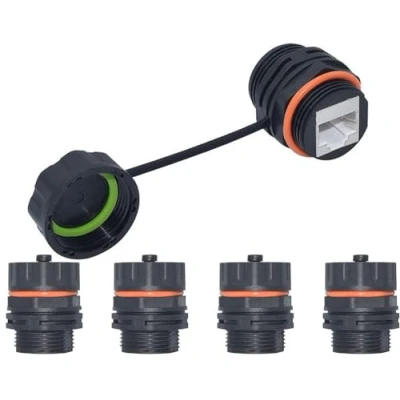 Immagine di PENGLIN 5 prese da incasso RJ45 CAT6A, Ethernet LAN, IP68, impermeabile, RJ45, connettore schermato CAT6A