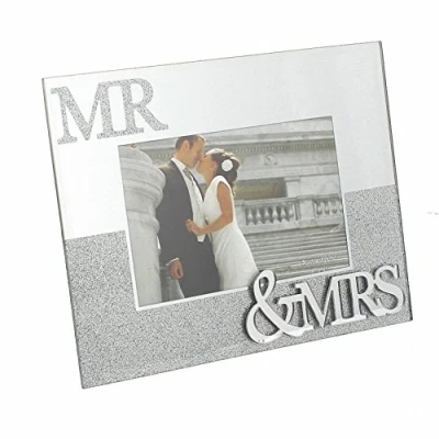Immagine di Juliana Mirror Frame with Glitter Mr &amp; Mrs 6 x 4 by Widdop Bingham
