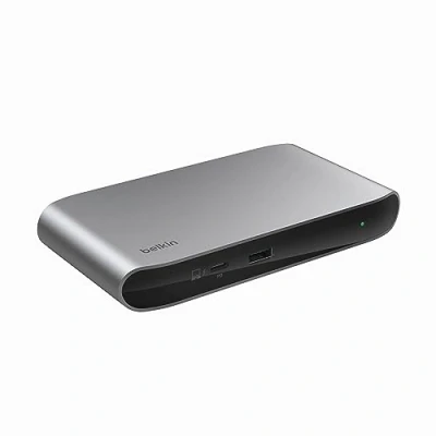 Immagine di Belkin Connect Docking station Thunderbolt 4, hub multiporta 5 in 1 USB C Core con 96 W di Power Delivery per Mac, Windows, display 8K o 2 4K, cavo 4 e alimentatore inclusi