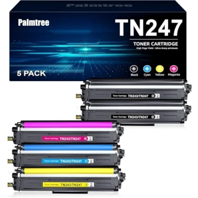 Immagine di Palmtree TN247 Compatibile Brother TN243CMYK TN 243 Multipack Toner DCPL3550CDW DCP L3550CDW MFC L3730CDN HL L3210CW L3770CDW L3230CDW L3750CDW (Nero Ciano Giallo Magenta)