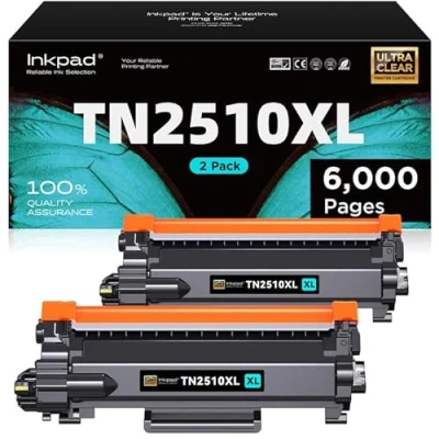 Immagine di iNKPAD 【Alta Capacità】 TN2510XL Cartucce di Toner Compatibili per Brother TN 2510 HL L2400DW L2445DW DCP L2620DW L2665DW MFC L2835DW L2800DW L2860DW (2 NERO,3000 pagine toner)