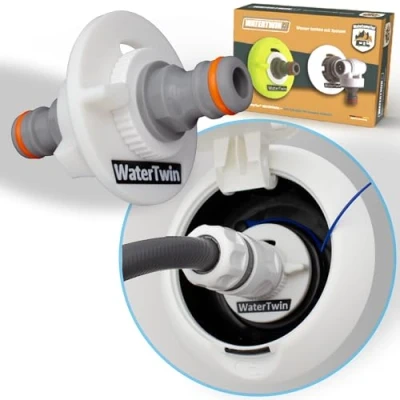 Immagine di Watertwin Adattatore per il serbatoio dell&#039;acqua camper, accessori caravan, tappo con doppio connettore Gardena (adattatore del a 2 pin D:78)
