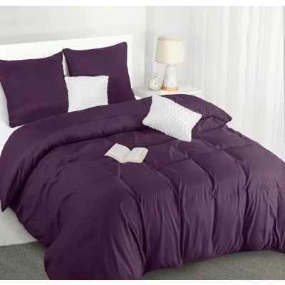 Immagine di Utopia Bedding Copripiumino Una Piazza e Mezza Microfibra 200x200cm + Federe 80x80cm (Viola)