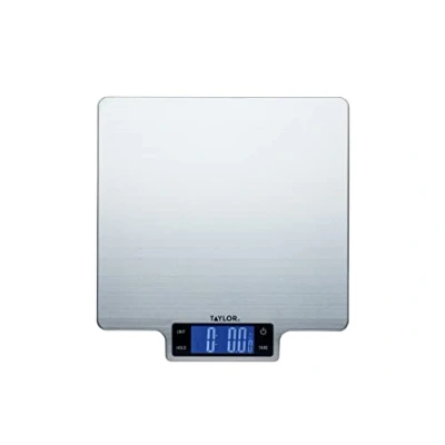 Immagine di Taylor Pro Bilancia da Cucina Digitale Grande, Standard Professionale, Funzione Tara di Precisione e con Sensore Alta Precisione, Acciaio Inox Argentato, Portata Massima 10 kg