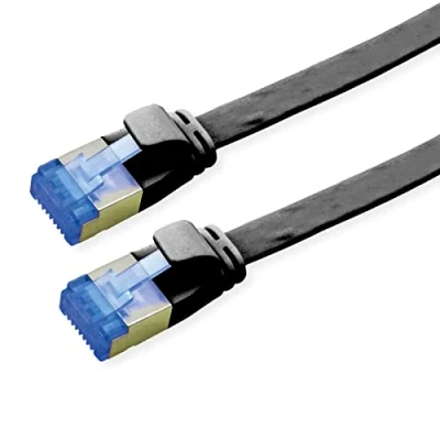 Immagine di Value 21.99.0975 RJ45 cavo di rete, patch CAT 6 F/UTP 5.00 m Nero Schermato, piatto, contatti connettore dorati 1 pz.