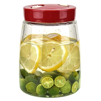 Immagine di wandeli Barattolo per fermentazione in vetro a bocca larga da 1,4 l, con valvola di rilascio dell&#039;aria automatica manuale fare sottaceti Kimchi, conservazione yogurt crauti
