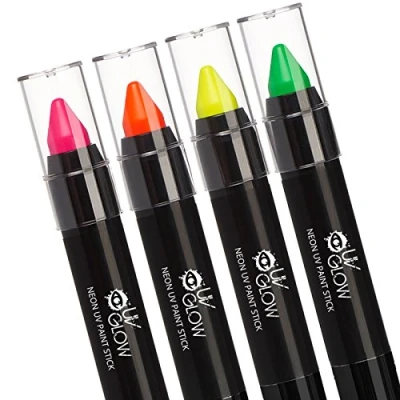 Immagine di UV Glow matite fluorescenti per viso e corpo Prodotto originale autentico si illumina intensamente sotto a una lampada (Set di 4 colori)