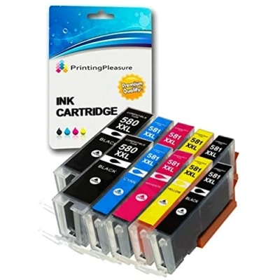 Immagine di 10 Compatibili PGI 580/CLI 581 XXL Cartucce d&#039;inchiostro per Canon Pixma TR7550 TS6151 TS6251 TS705 TS8152 TS8251 TS8252 TS9550 TS9551 TS9551C 580PGBK CLI 581BK 581C 581M 581Y