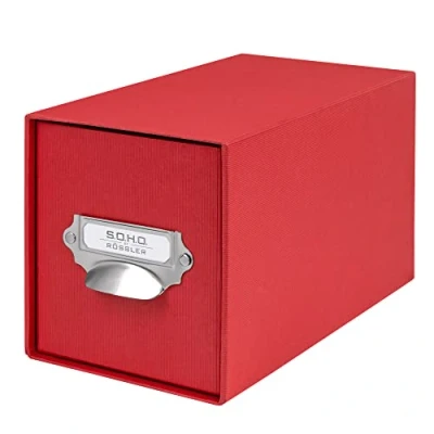 Immagine di Rössler Papier 1327452360 S.O.H.O. Cassetto porta CD, con etichetta e maniglia, rosso, 1 pezzo