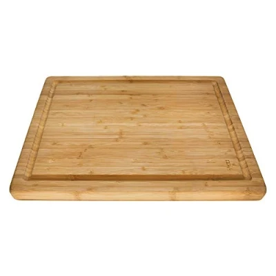 Immagine di Tagliere per esterni e cucina in legno di bambù con scanalatura succo, accessori tagliare la carne, barbecue, marrone bianco, bambù, lavabile lavastoviglie, 40x30x3 cm