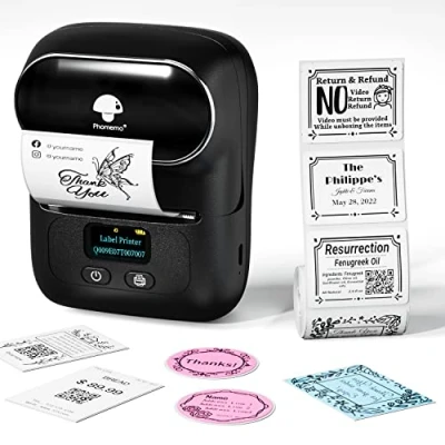 Immagine di Phomemo M110 Stampante etichette adesive Bluetooth, etichettatrice Tampante Del Codice A Barre Per Abbigliamento, Gioielli, Vendita Al Dettaglio, Compatibile Con Android&amp;Ios, Nero