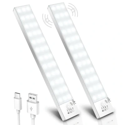 Immagine di Ylatoial Luce Armadio LED con Sensore di Movimento, 4 Modalità Sottopensile Cucina, USB Lampada Ricaricabile, Senza Fili Luci Notturna per Cucina Scale Corridoio Garage