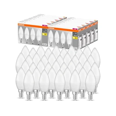 Immagine di OSRAM LED base Classic B, a forma di candela con E14, non dimmerabile, sostituisce 40 Watt, opaco, bianco caldo 2700 Kelvin, confezione da pz.