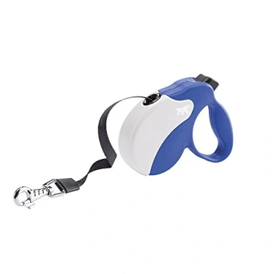 Immagine di Ferplast Guinzaglio per Cani Allungabile AMIGO MINI, Taglia Piccola fino a 12 Kg. Fettuccia max 3 m. Unico Pulsante Blocco e Rilascio, Blu, Cover Bianca