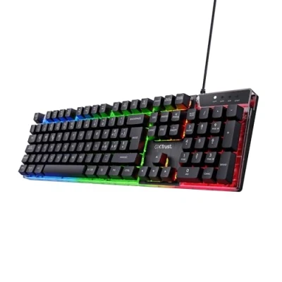 Immagine di Trust Gaming GXT 835 Azor Tastiera Gaming, Layout Italiano QWERTY, USB, Anti ghosting, Retroilluminata LED RGB Per PC, Computer, Laptop, Mac Nero