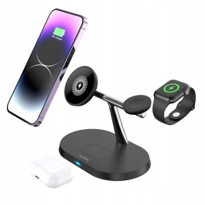Immagine di MaxLife MXWC 03 Caricatore induttivo a induzione, ricarica wireless per iPhone, Samsung, smartphone, Smartwach 3 in 1