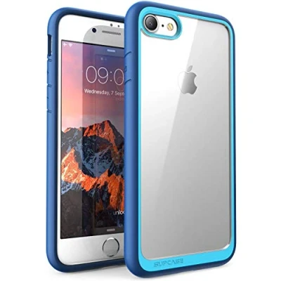 Immagine di SUPCASE Cover per iPhone SE 2022, 2020, 8, 7 [UB Style] Protezione Ultrasottile Trasparente Antiurto Paraurti in TPU (Blu)