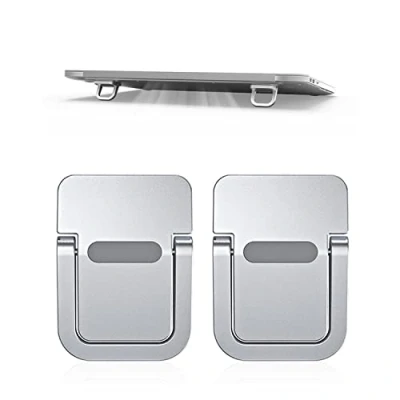 Immagine di PFLYPF Supporto per computer portatile 2 pezzi, pieghevole, adesivo, ergonomico e invisibile, compatibile con molti portatili (argento)