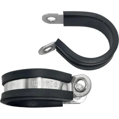Immagine di Lumonic 5x fascette per tubi da 24mm con inserto in gomma acciaio inox V2A I avvitare fascetta 24mm, t