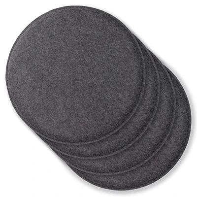 Immagine di Rubberneck Set di 4 cuscini per seida in feltro antiscivolo, rotondi, extra spessi, grigio scuro
