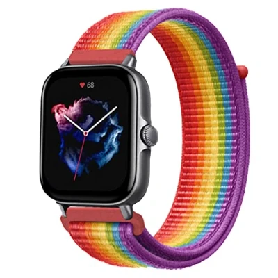 Immagine di Niboow 20mm Cinturino per Amazfit GTR Mini/GTS 4/GTS 3/GTS 4 2 2e/GTS 2/GTS/GTR 42mm, Uomini Donne Nylon Bip 3 Pro/Bip 3/Bip S/Bip Lite/Bip U Pro Arcobale