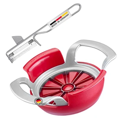 Immagine di Westmark Set Affettatore per Mele e Pere con Sbucciatore, 2 Pezzi, Acciaio Inossidabile/Acciaio/Alluminio/Plastica, Argento/Rosso, 511122E6