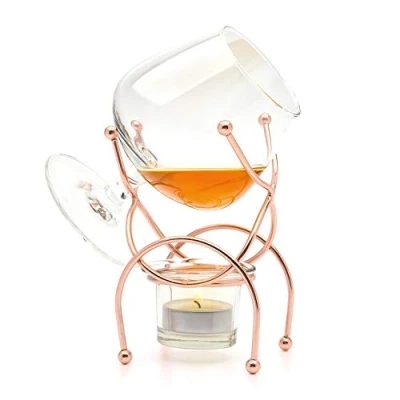 Immagine di CKB Ltd Brandy &amp; Cognac Snifter Set regalo con portacandela e supporto in metallo Rame
