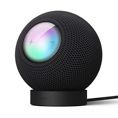 Immagine di elago Supporto in Silicone Compatibile con HomePod Mini Equalizzatore Corretto, Controllo Facile Migliore Visibilità di Indicatori, Stabile, Stand Antiscivolo per Caricabatterie (Black)