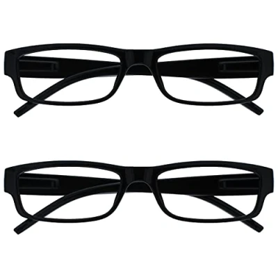 Immagine di The Reading Glasses Company Nero Leggero Comodo Lettori Valore 2 Pacco Stile Designer Uomo Donna Uvr2Pk032 +2,50 70 Gr