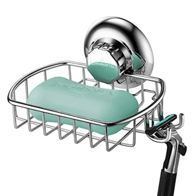 Immagine di MaxHold Porta Sapone con Ganci Montaggio a Parete Piatto di Sistema Vuoto Senza Trapano Portaspugna in Acciaio Inossidabile Utilizzabile Bagno e Cucina