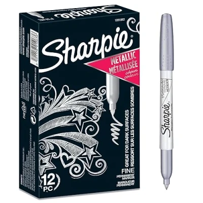 Immagine di Sharpie (1891063) Pennarelli indelebili metallici, punta fine, confezione da 12, argento