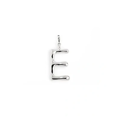 Immagine di SINGULARU Charm Letter XL Pendente Iniziale in Ottone con Finitura Placcata Rodio Lettere A Z Combinabile Collana Gioielli da Donna Lettera E