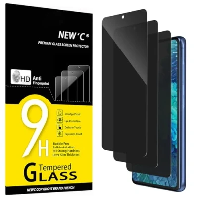 Immagine di NEW&#039;C 3 Pezzi, Pellicola Protettiva Privacy per Samsung Galaxy S20 FE, FE 5G, Angolo di 35 Gradi Bilanciato con Protezione Gli Occhi, Durezza Ultra Resistente 9H, Senza Bolle
