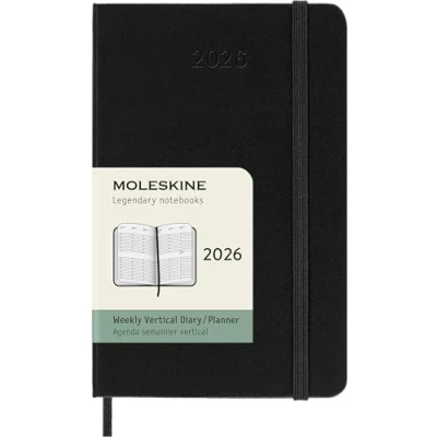 Immagine di Moleskine Weekly Planner, Agenda Settimanale Verticale 2026 12 Mesi, Copertina Rigida e Chiusura Elastica, Colore Nero, Formato Pocket 9x14 cm