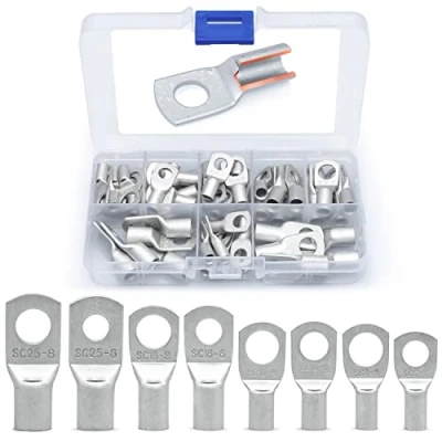 Immagine di Wirefy 60 PZ Capicorda Elettrici in Rame Stagnato Terminali Occhiello Crimpare Connettori Anello 6 25 mm²