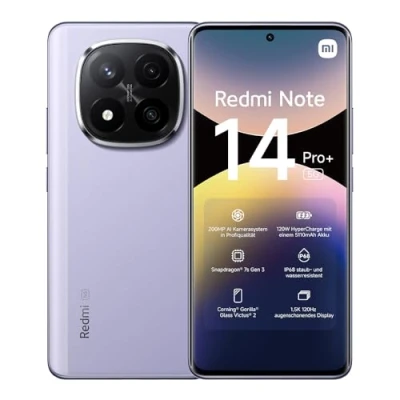 Immagine di Xiaomi Smartphone Redmi Note 14 Pro+ 5G, 12+512GB, fotocamera AI di livello professionale da 200MP, IP68, HyperCharge 120W, funzionalità (caricabatterie non incluso), Viola