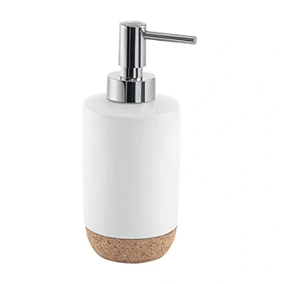 Immagine di Gedy G Canberra Dosasapone, Misure e Peso: 17X7X7 CM &amp; 0,248 kg, Dispenser Sapone Bagno in Ceramica Sughero, Finitura Bianca, Design R&amp;S, 2 Anni di Garanzia, Unica