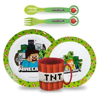 Immagine di Sorrisini Set Stoviglie Bambini Piatti per asilo, scoula Pappa Bimbo piatto, ciotola, posate,tazza 350ml Svezzamento Prima in plastica dura riutilizzabile