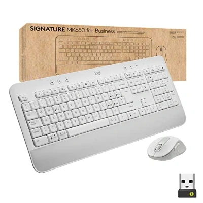 Immagine di Logitech Signature MK650 Combo for Business, mouse e tastiera senza fili, Logi Bolt, Bluetooth, SmartWheel, certificato a livello globale, Windows/Mac/Chrome/Linux Bianco