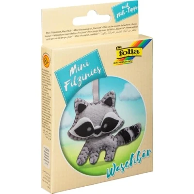 Immagine di folia Animale Set da Cucito Bambini Mini Feltro, Ciondolo Procione, 12 Pezzi, Multicolore, Waschbär, 52908
