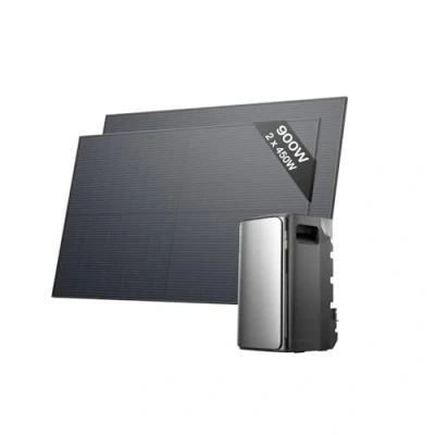 Immagine di ECOFLOW kit fotovoltaico con batteria (900W,1,92kWh), STREAM Ultra 1,92 kWh, 2x 450 W panelli solari rigidi e contatore intelligente, ingresso solare 2.800 W(4 MPPT), 2 porte CA 2.300 W, microinverter