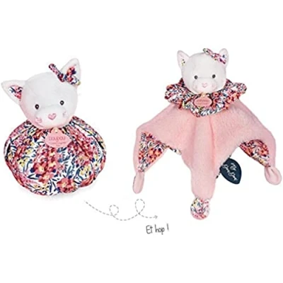 Immagine di Doudou et Compagnie Boule Cat 3 in 1: + Bozzolo Giocattolo di risveglio Douceur Transformable Rose 25 cm Collezione Les petits Futés Garanzia Perduto DC3933